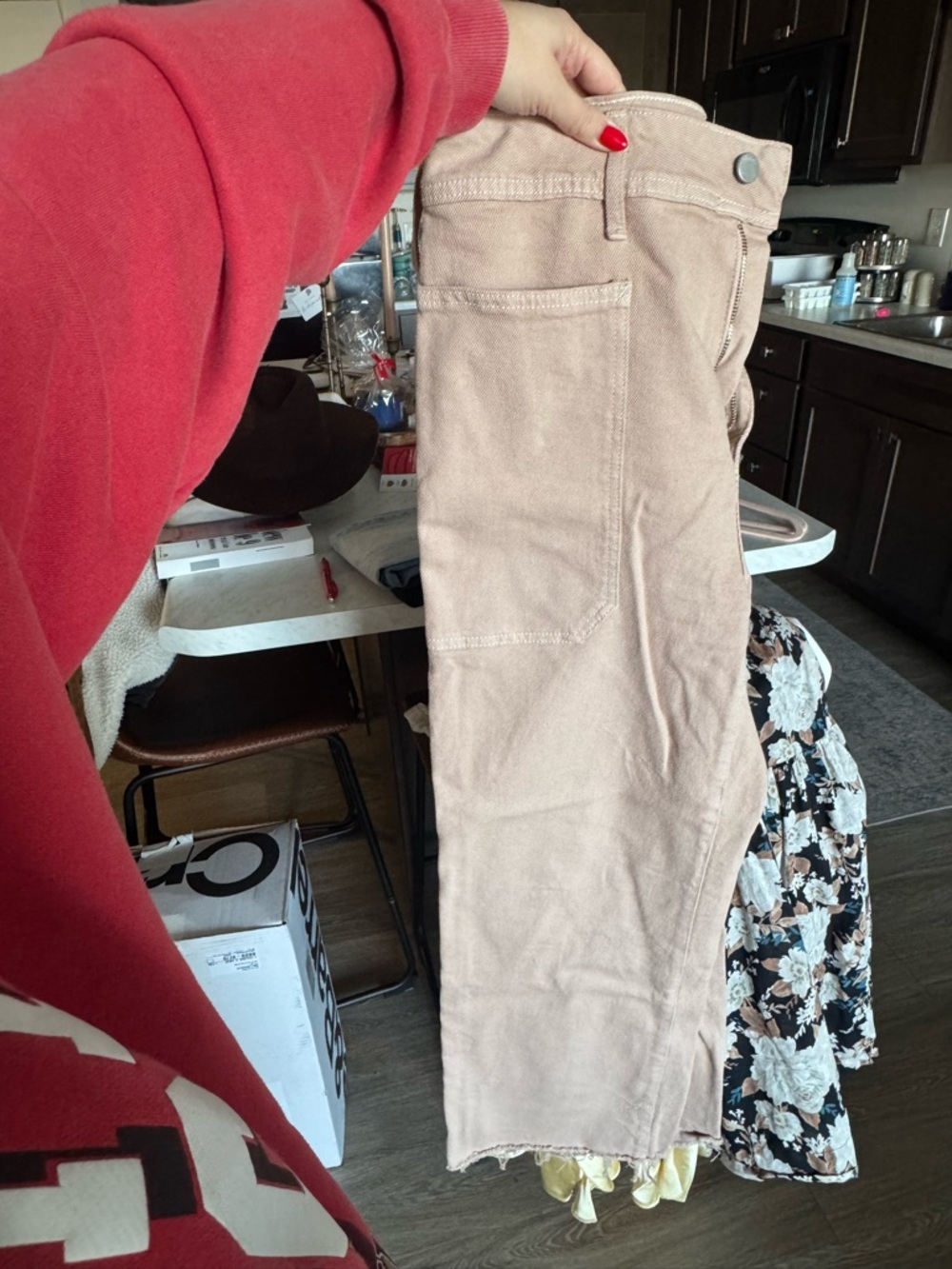 Just Black Beige-Tan High-Rise Straight Crop Jeans